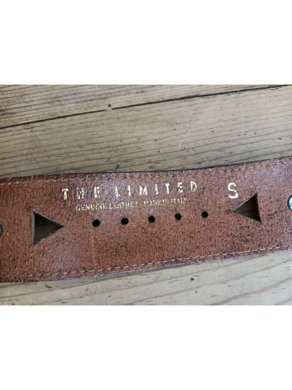 Vintage Belt The Limited Womens S Brown Leather Goldtone Buckle Laser Cut Outs - Picture 2 of 7